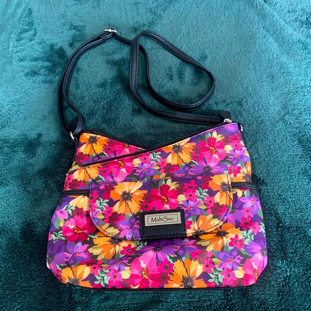 MultiSac Floral Double-Zip Cross Body Bag